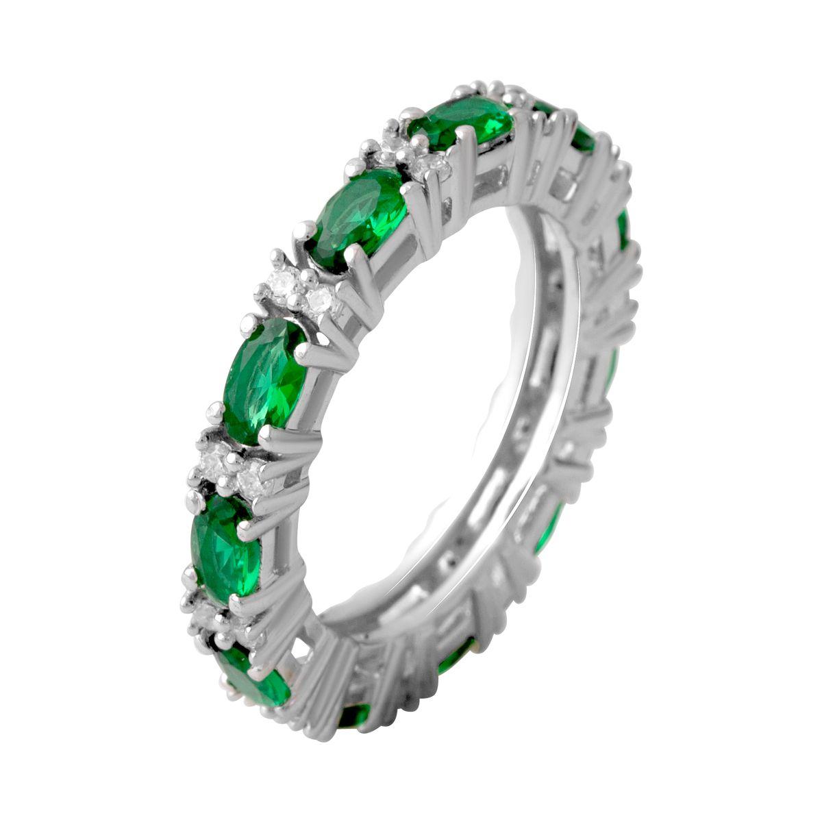 

Серебряное кольцо с изумрудом nano 2.335ct 2059714 18 размер