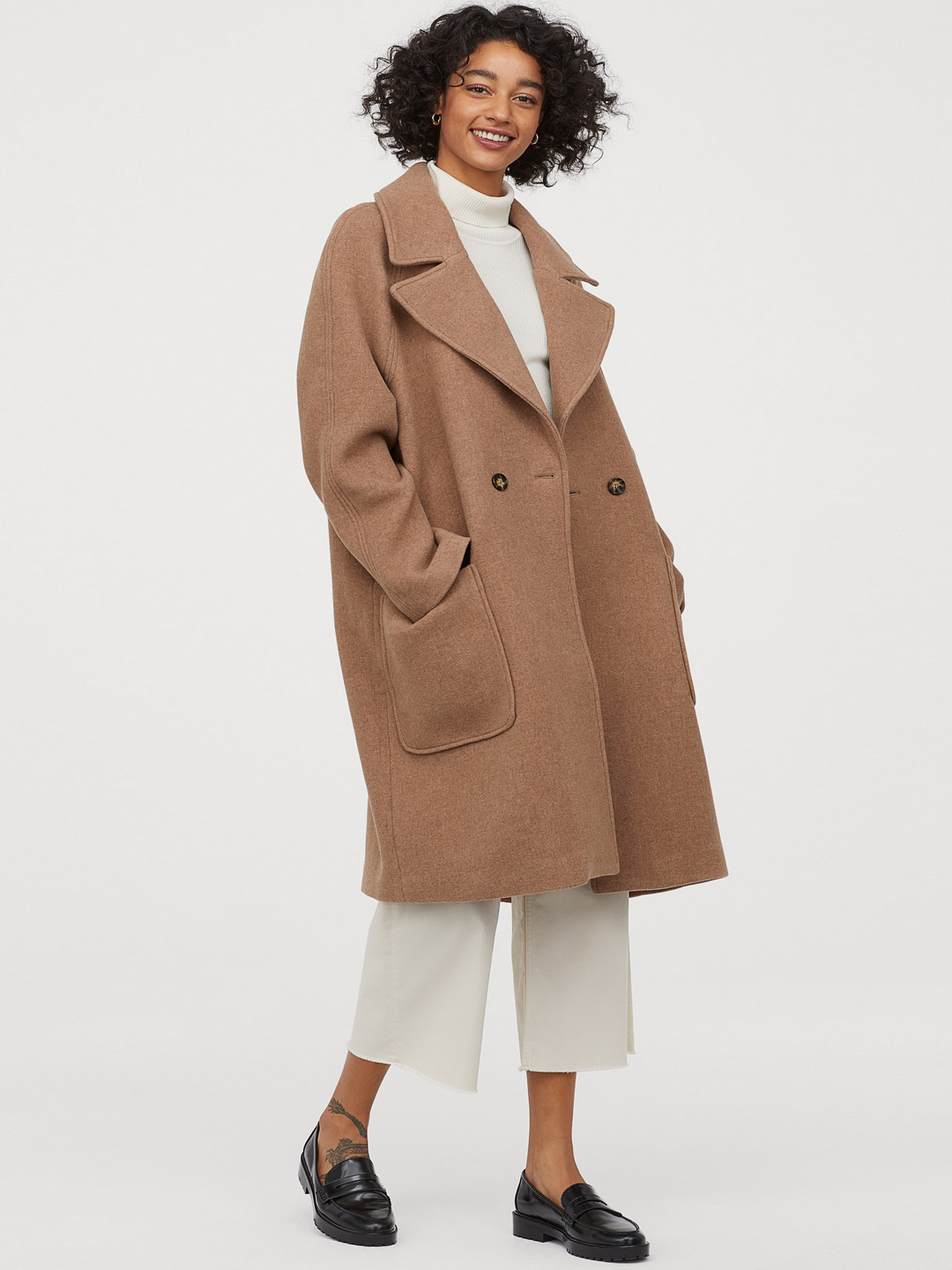 

Пальто H&M 0786743-0 S Бежевое
