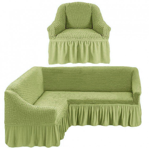 

Чехлы на угловой диван и кресло Home Collection Evibu Турция Оливковый (NUK-925116)