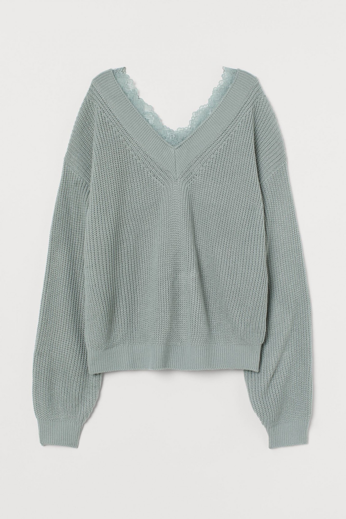 

Свитер с кружевом H&M S бирюзовый приглушенный 8790882dm