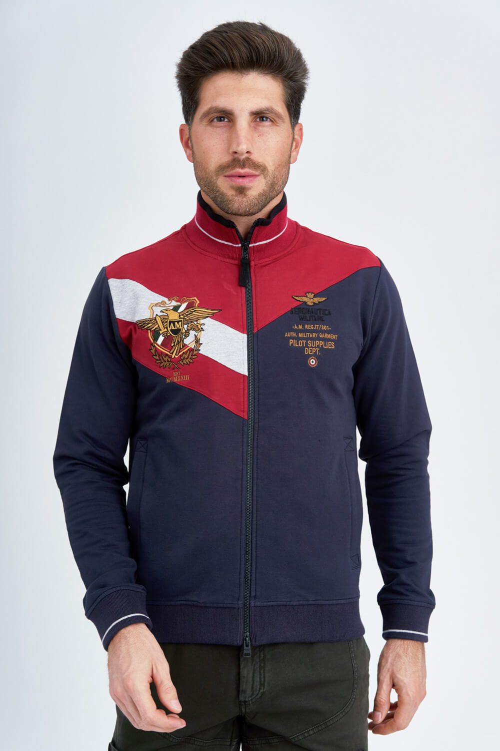

Хлопковая толстовка на молнии с яркими вставками Aeronautica Militare 3734 L