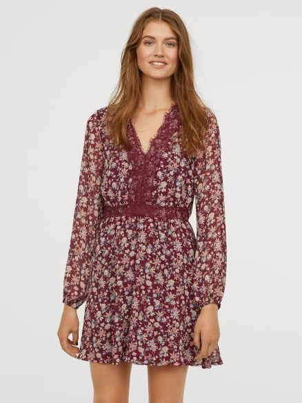 

Платье H&M 0673878-8  Бордовое, Платье H&M 0673878-8 46 Бордовое