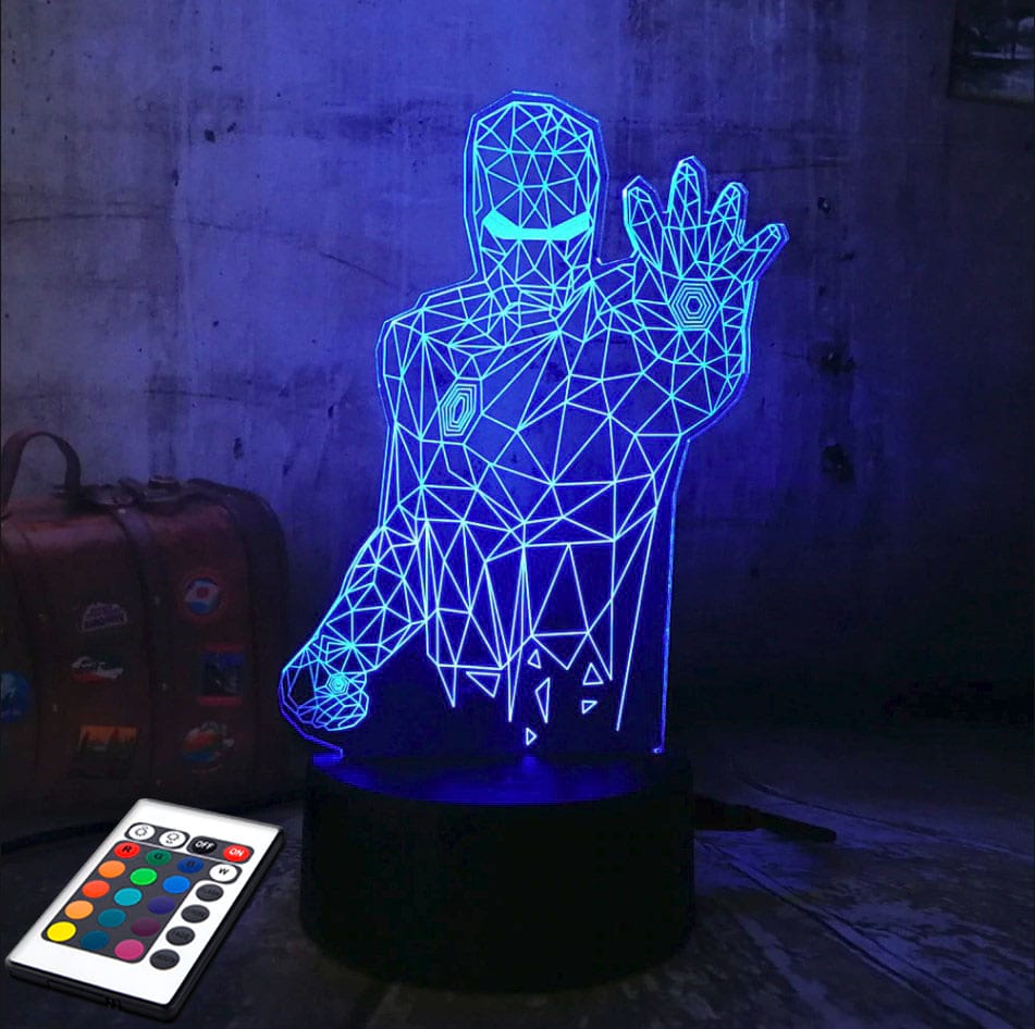 

3D светильник с пультом и аккумулятором 3D Lamp Железный человек v.4 (LP-2589)