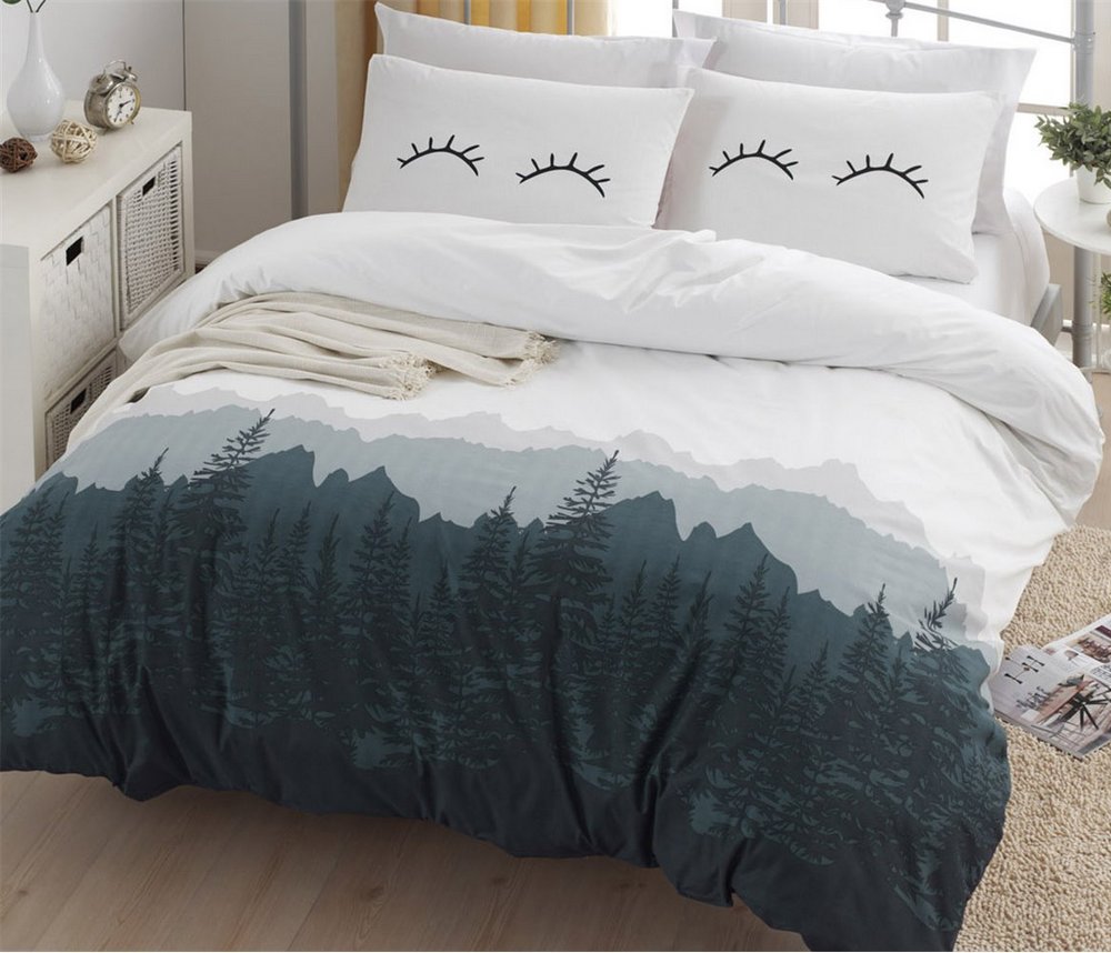 

Постельное белье EnLora Home евро ранфорс Eyelash Beyaz