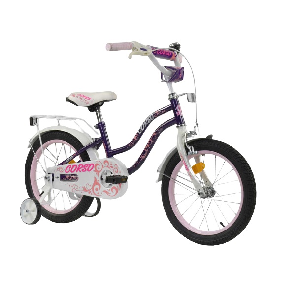 

Велосипед 16" дюймов 2-х колёсный "CORSO" БЕЛЫЙ/ФИОЛЕТОВЫЙ T-21255