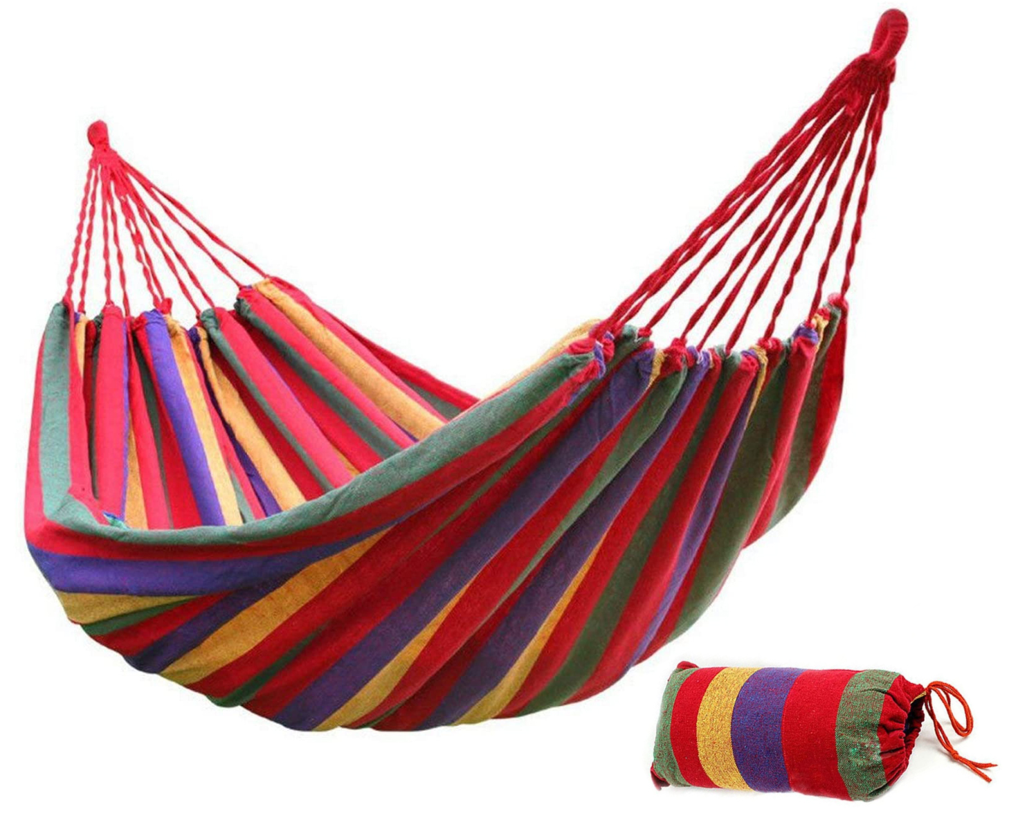 

Гамак подвесной хлопковый Caribbean Hammock 200x80 см Мексиканский тканевый с чехлом для туризма и дачи Colors (L0504)