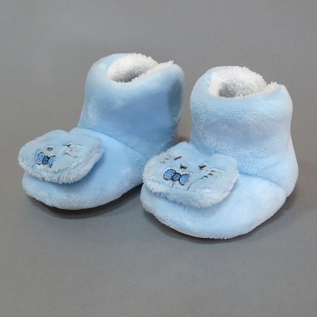 

Теплые пинетки "Котик" Baby Socks для мальчика 12,5 см (длина подошвы) Синие 15111