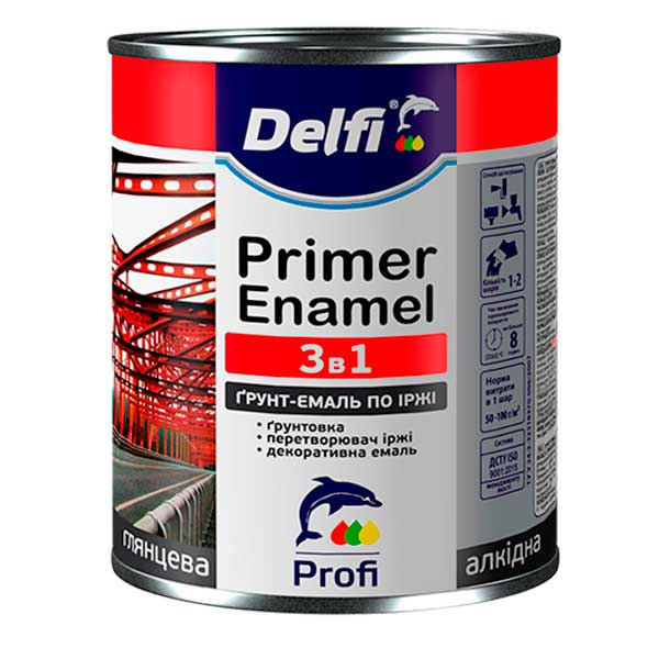 

Ґрунт-емаль по іржі 3 в 1 Delfi - 2,8 кг, сірий