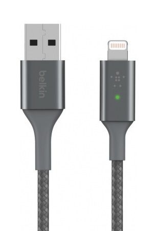 

Кабель Belkin USB-A - Lightning, BRAIDED, Smart LED, 1.2m, gray