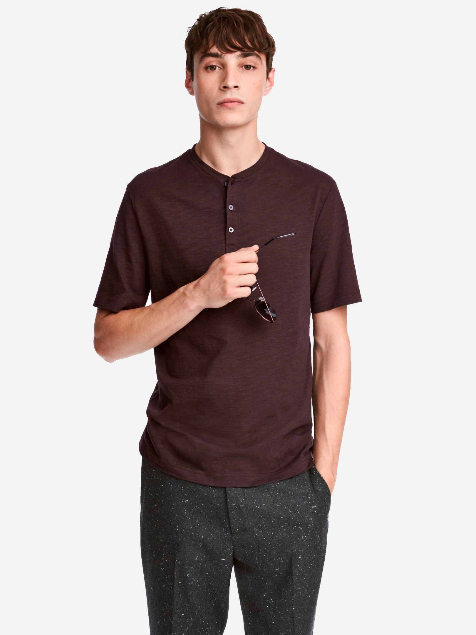 

Футболка H&M 3808096RP21 S Темно-бордовая