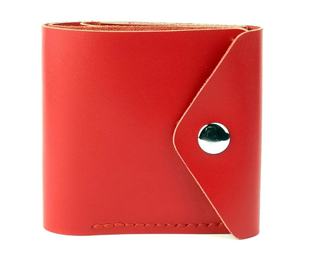 

Женский кожаный кошелек Tsar ручной работы на кнопке Red Purse