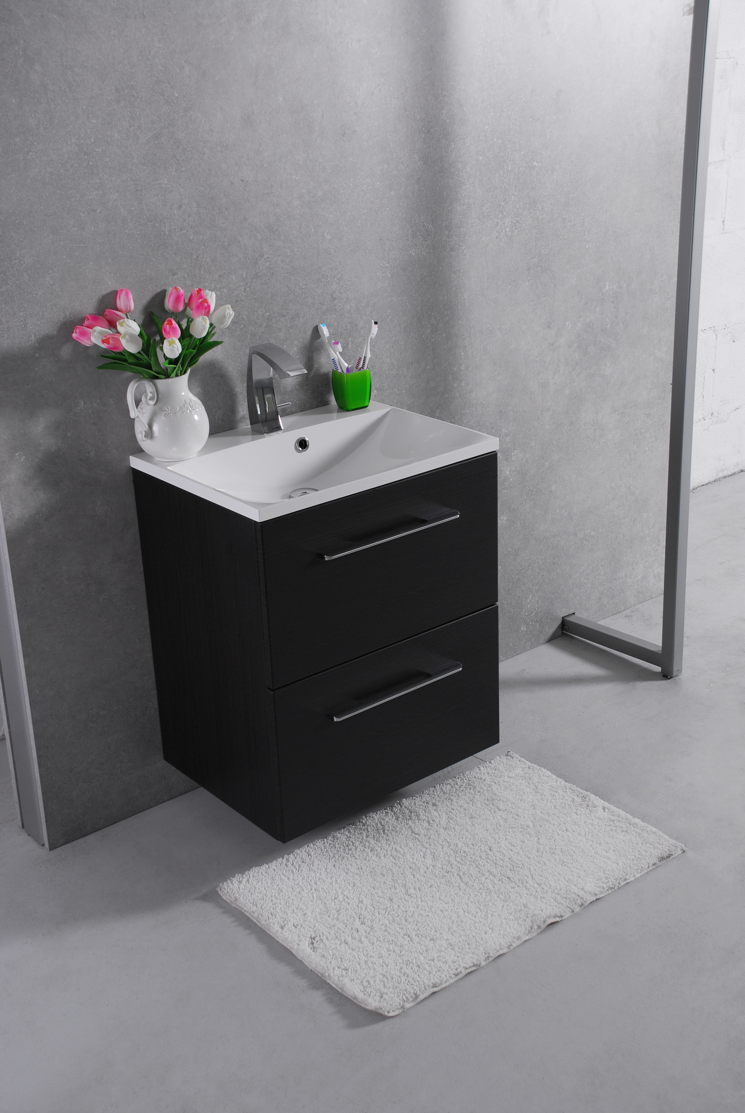 

Тумба Fancy Marble Santorini 60 (ШН-Ам600 + 0706101) венге с раковиной Amelia 600 (0706101) (19034)