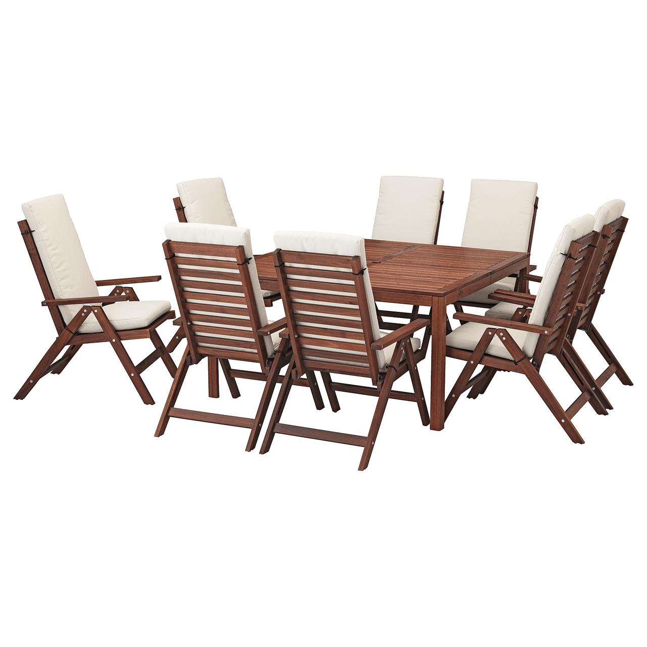 

Стол+8кресел IKEA ЭПЛАРО для сада коричневая морилка 392.898.11