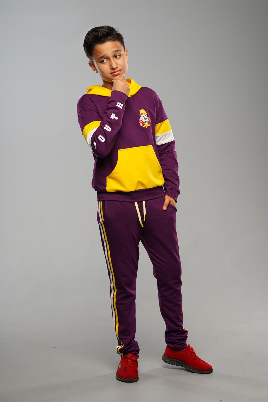 

Спортивний костюм для хлопчика стиль вулиць СЕММИ ПРИНТ СОБАКА 152 фіолетовий