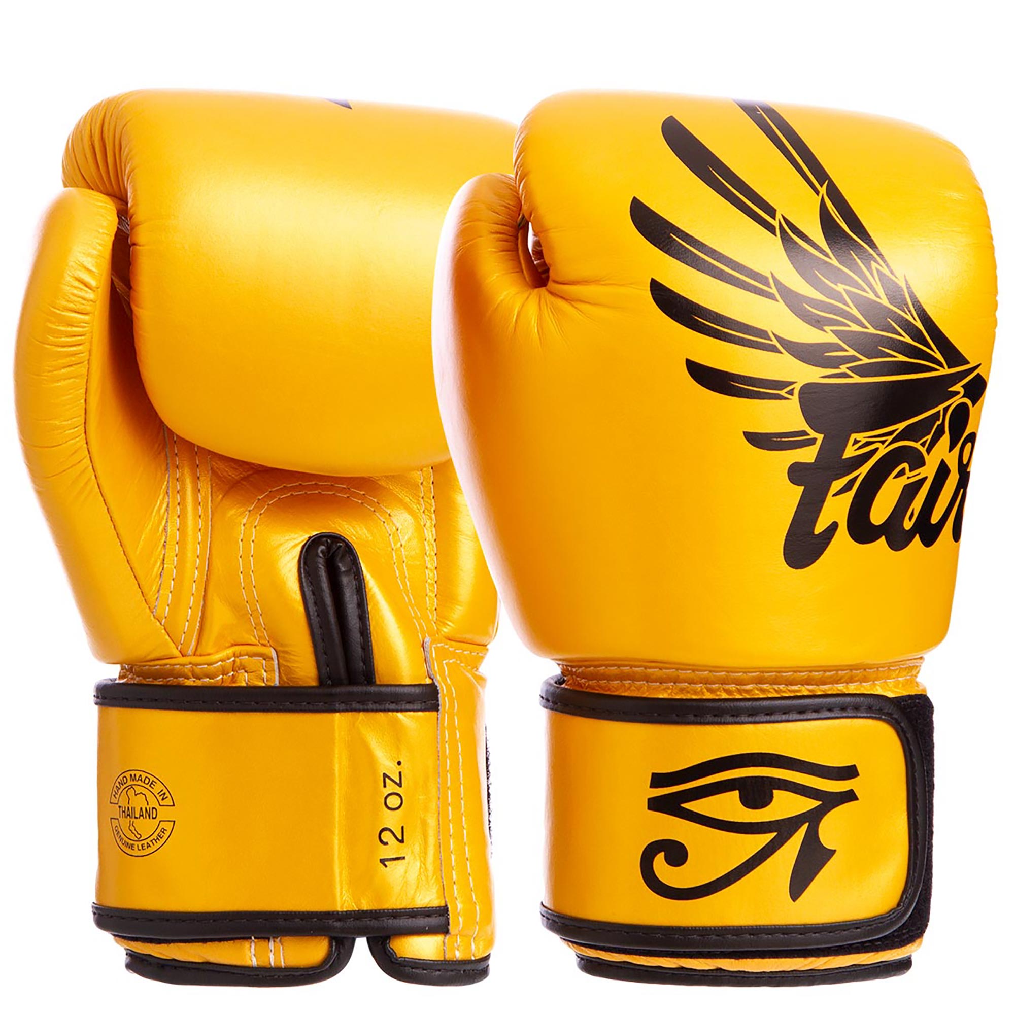 

Перчатки боксерские кожаные на липучке FAIRTEX золотые, Размер 10oz