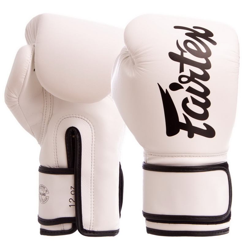 

Перчатки боксерские PU на липучке FAIRTEX белые, Размер 16oz