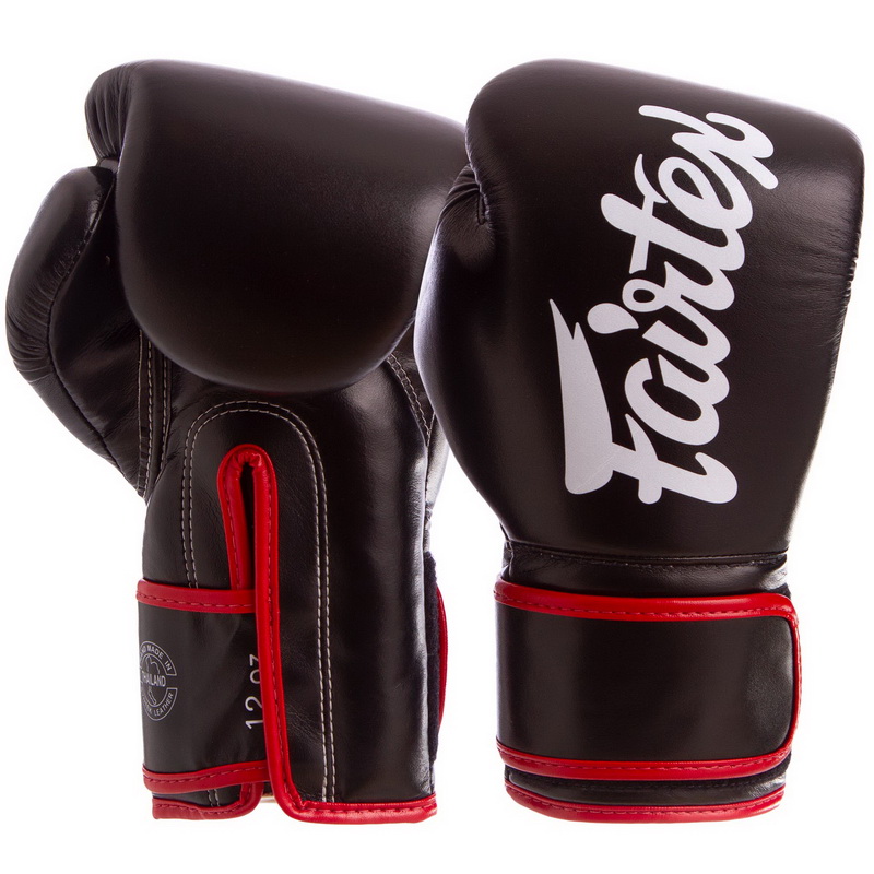 

Перчатки боксерские PU на липучке FAIRTEX чёрные, Размер 10oz