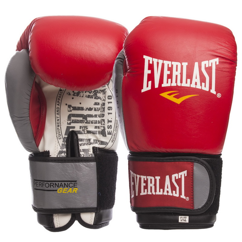 

Перчатки боксерские кожаные на шнурках EVERLAST красные, Размер 10oz