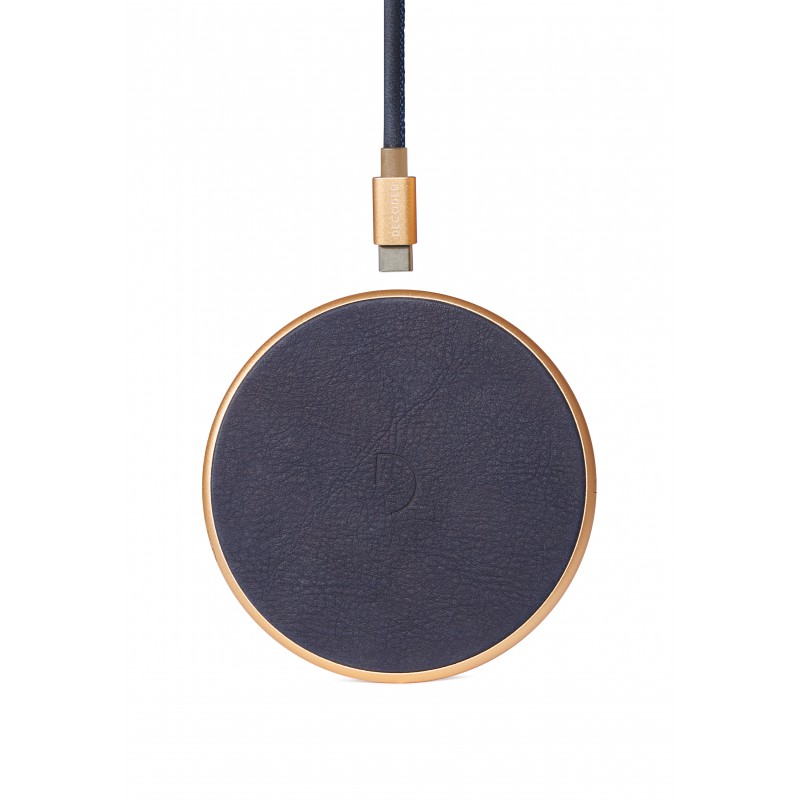 

Decoded Wireless 10W (7.5W) беспроводное зарядное устройство, USB-C кабель 1.2 м, Gold Metal- Navy Leather