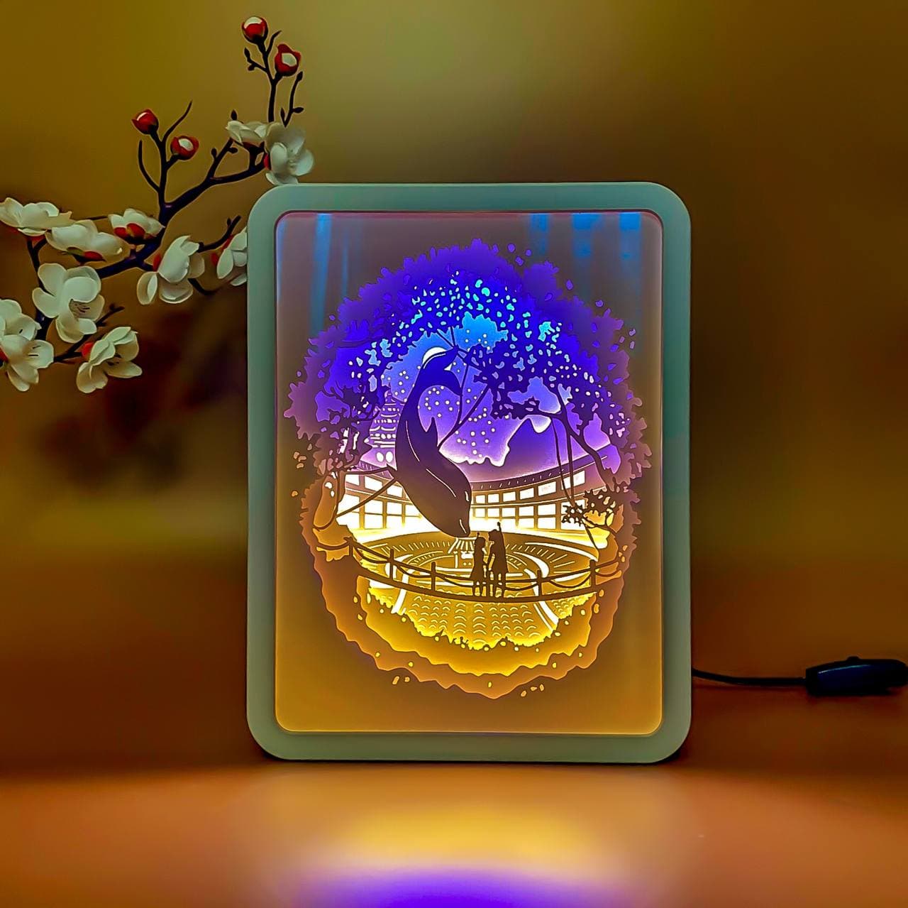 

3D настольная картина-ночник "Полёт Кита" 3DTOYSLAMP