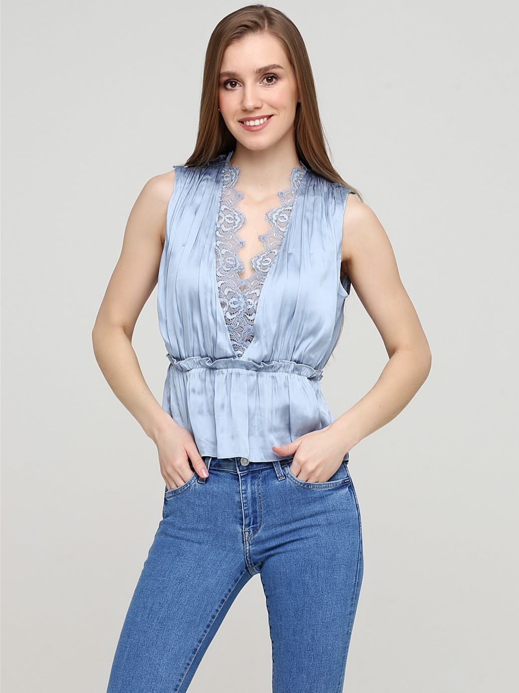 

Блузка H&M 0-1142  Голубая, Блузка H&M 0-1142 38 Голубая
