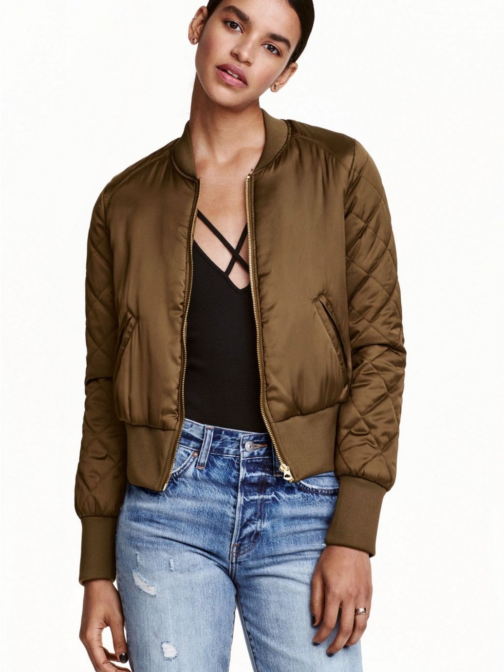 

Бомбер H&M 314522  Оливковый, Бомбер H&M 314522 32 Оливковый