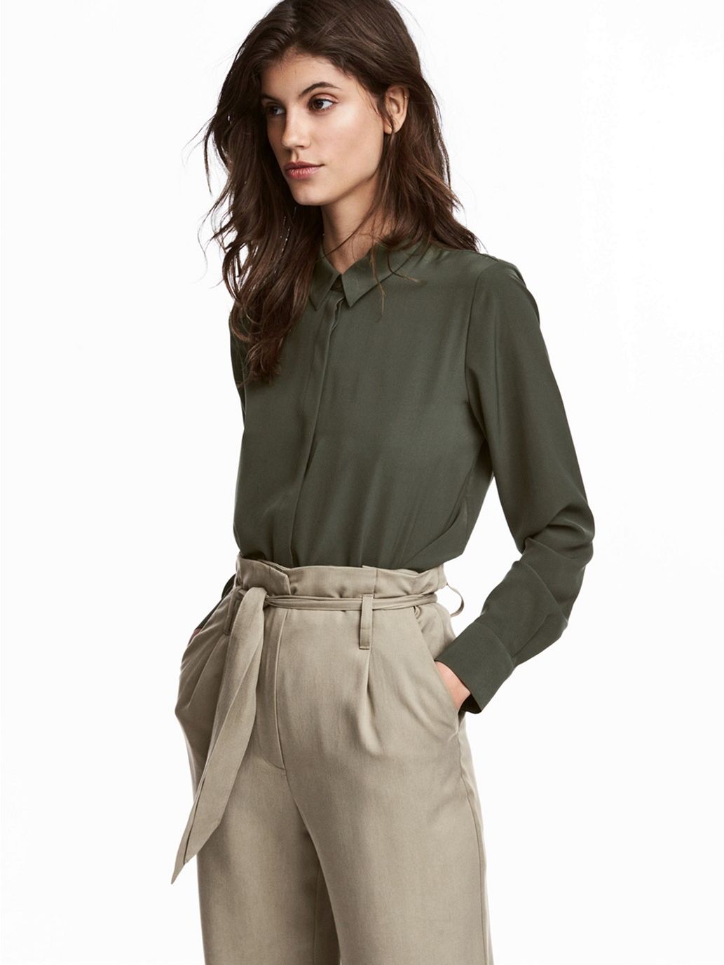 

Рубашка H&M 534044 32 Зеленая хаки