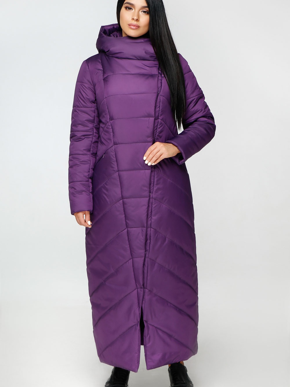 Акція на Куртка зимова довга жіноча Favoritti ПВ-1133 44 Фіолетова від Rozetka