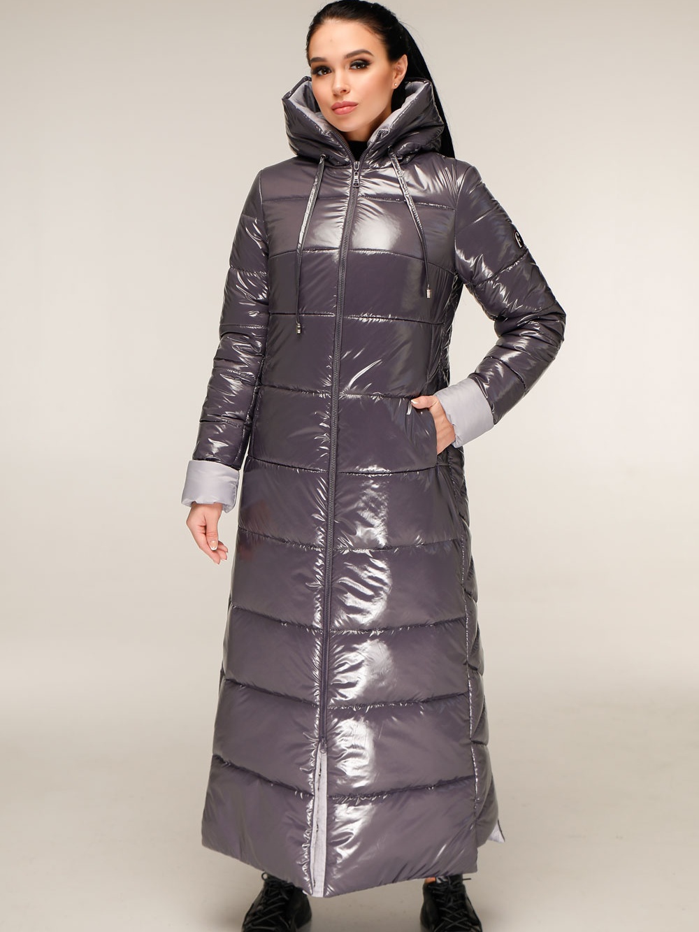 Акція на Куртка зимова довга жіноча Favoritti ПВ-1202-Лак 58 Темно-сіра від Rozetka