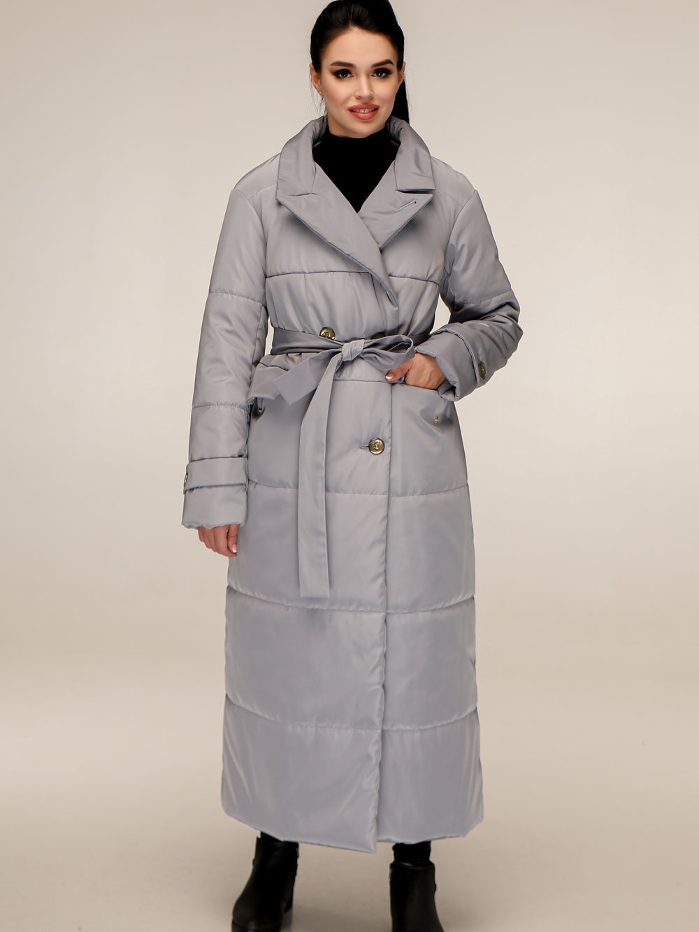 Акція на Куртка зимова довга жіноча Favoritti ПВ-1250 54 Сіра від Rozetka