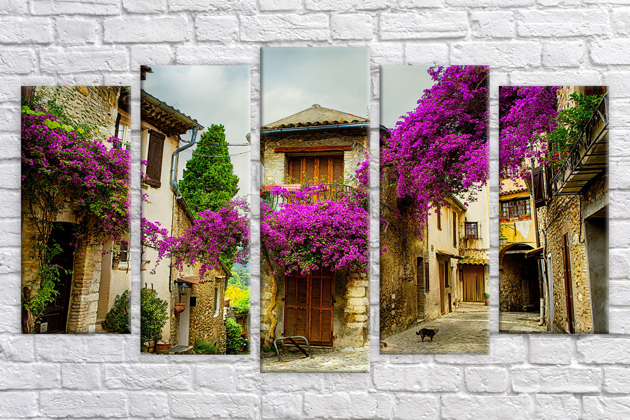 

Модульная картина на холсте Holst Art из 5-ти частей Улица в цветах 2 71х128 см