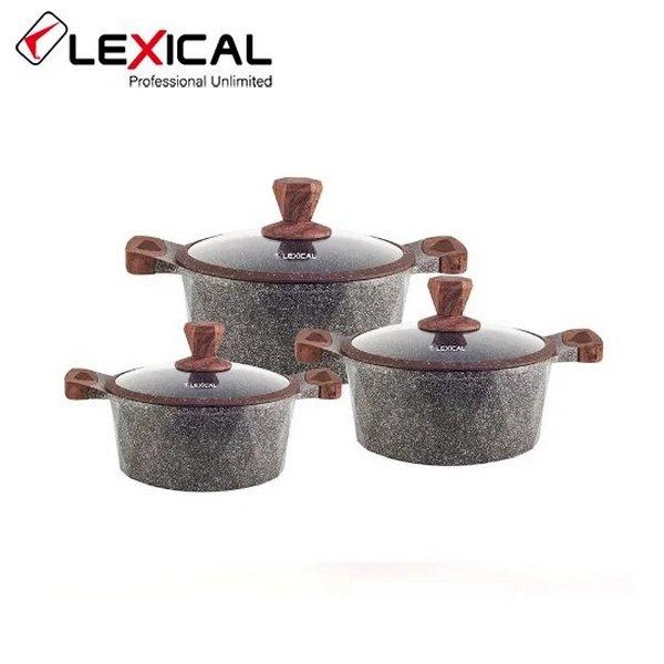 

Набор кастрюль с крышками с гранитным антипригарным покрытием 20/24/28 см Lexical LG-340601-2 Choco 6