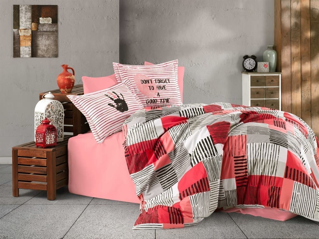 

Комплект постельного белья HOBBY Poplin Bermuda кораловий 160х220 см/1х50х70*