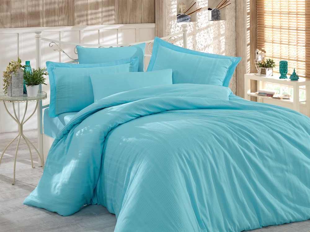 

Комплект постельного белья HOBBY Exclusive Sateen Diamond Stripe аква 200х220 см/2х50х70 см+2х70х70