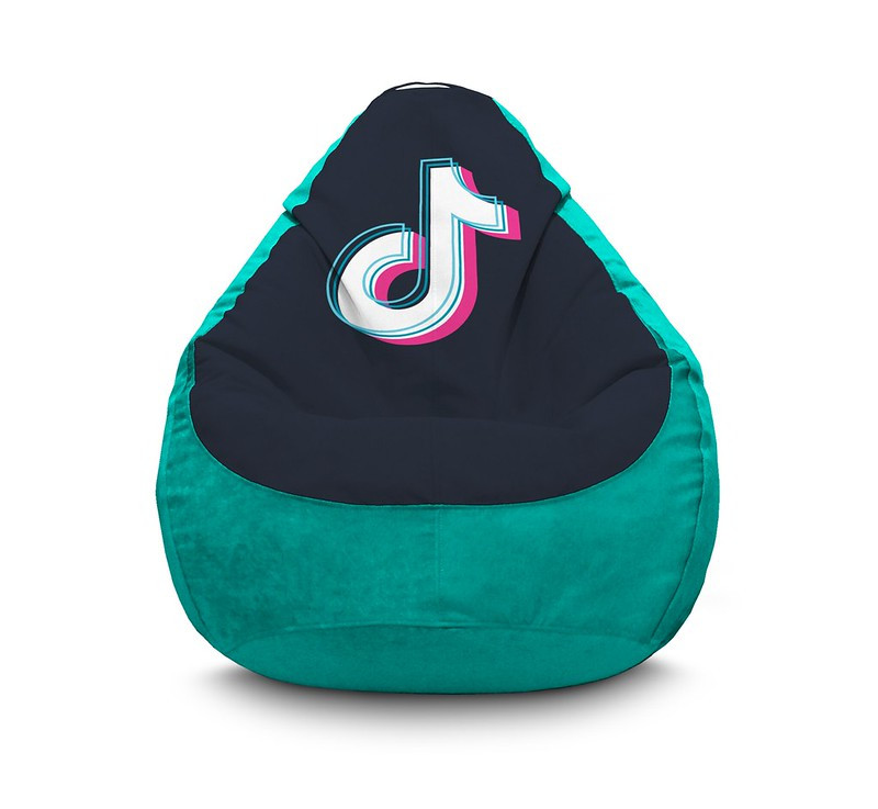

Кресло мешок iPuff "Tik Tok. Logo. Light blue" Флок XXL (90х125 см) Бирюзовый