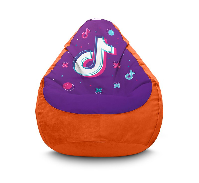 

Кресло мешок iPuff "Tik Tok. Big logo. Orange" Флок XXL (90х125 см) Оранжевый