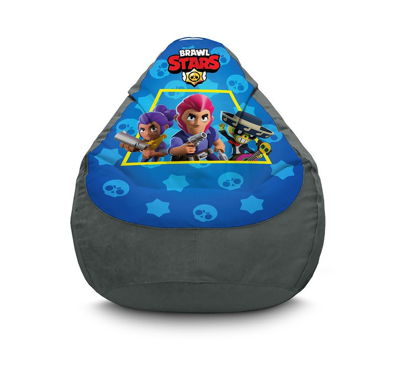 

Кресло мешок iPuff "Brawl Stars. Heroes Gray" Флок XXL (90х125 см) Серый