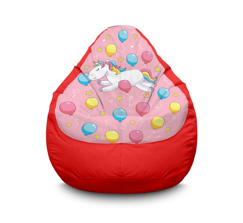 

Кресло мешок iPuff "Unicorn and balloon" Оксфорд XXL (90х125 см) Красный
