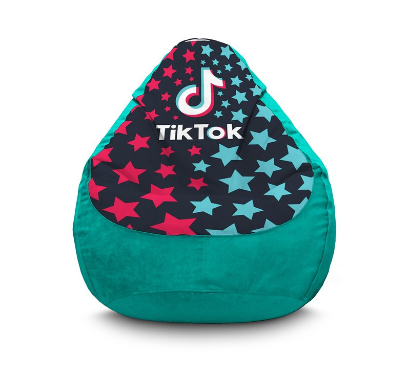 

Кресло мешок iPuff "Tik Tok. Super star. Light blue" Флок XXL (90х125 см) Бирюзовый