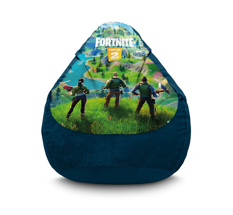 

Кресло мешок iPuff "Fortnite. Team Blue" Флок XXL (90х125 см) Синий