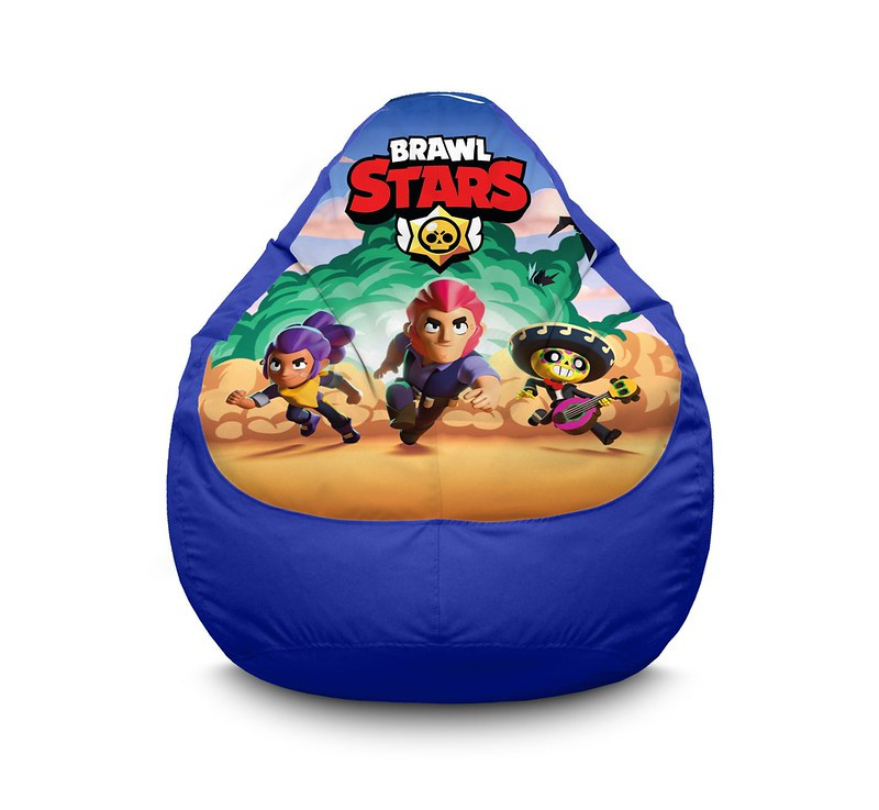 

Кресло мешок iPuff "Brawl Stars. Characters Blue" Оксфорд XXL (90х125 см) Синий