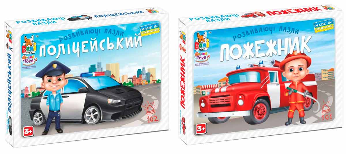 

Набор развивающих пазлов Boni Toys Пожарный и Полицейский (0400-417)