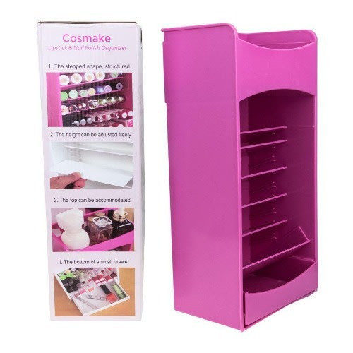 

Настольный ящик органайзер для хранения косметики Cosmake Lipstck бьюти бокс подставка розовый