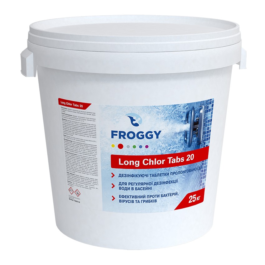 

Дезинфектант длительного действия на основе хлора Froggy Long Chlor Tabs 20 25 кг ( табл. по 20 гр)