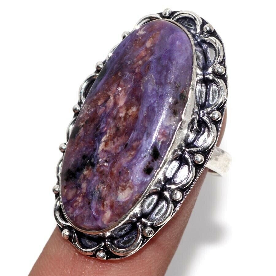 

Кольцо с камнем чароит, 17.5 р Н-42559