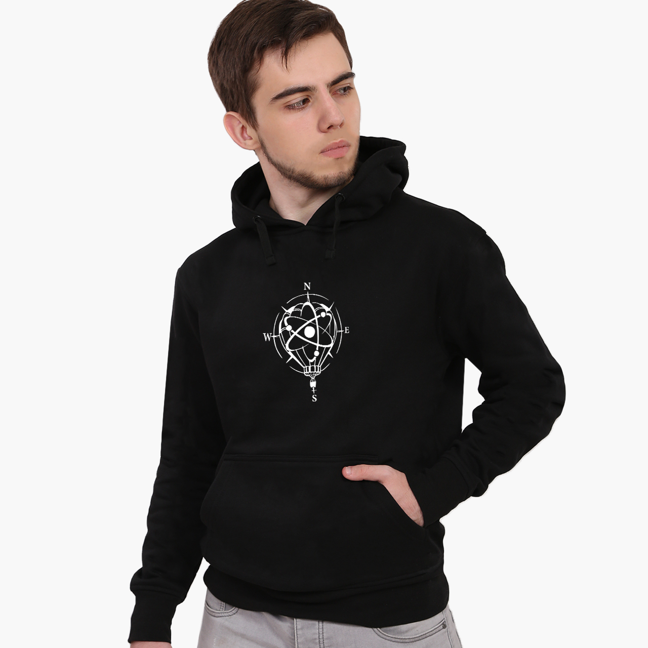 

Худи мужской Роза ветров (Wind rose) (9225-2040) Черный L