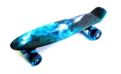 

Пенни борд (Penny Board) 22" со светящимися колесами и рисунком, "Galaxy"