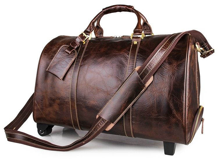 

Сумка дорожная кожаная Vintage на колесах коричневая Vntg14254