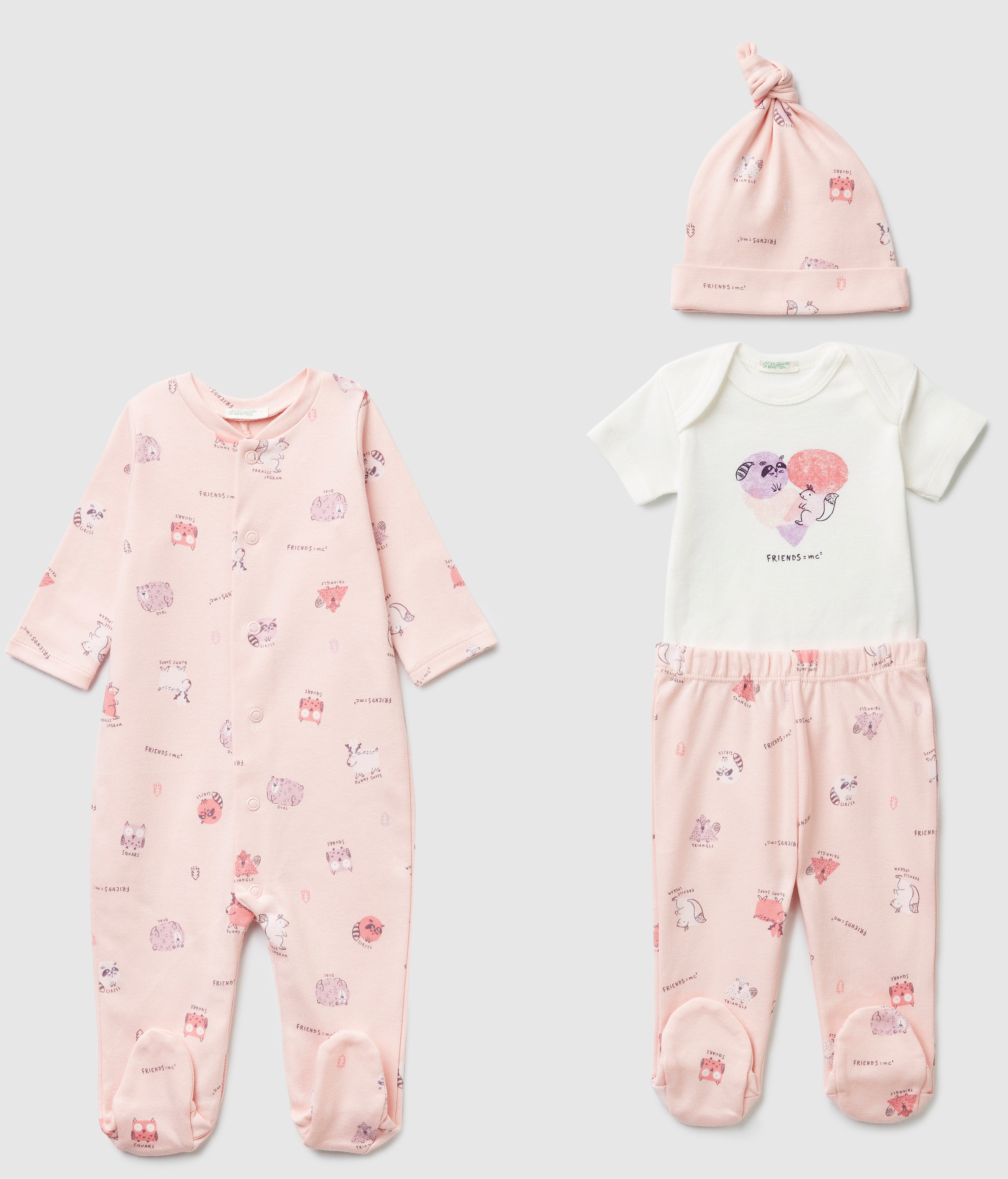 

Комплект (человечек + боди-футболка + ползунки + чепчик) United Colors of Benetton 3AHR0T209-65Z 74 см