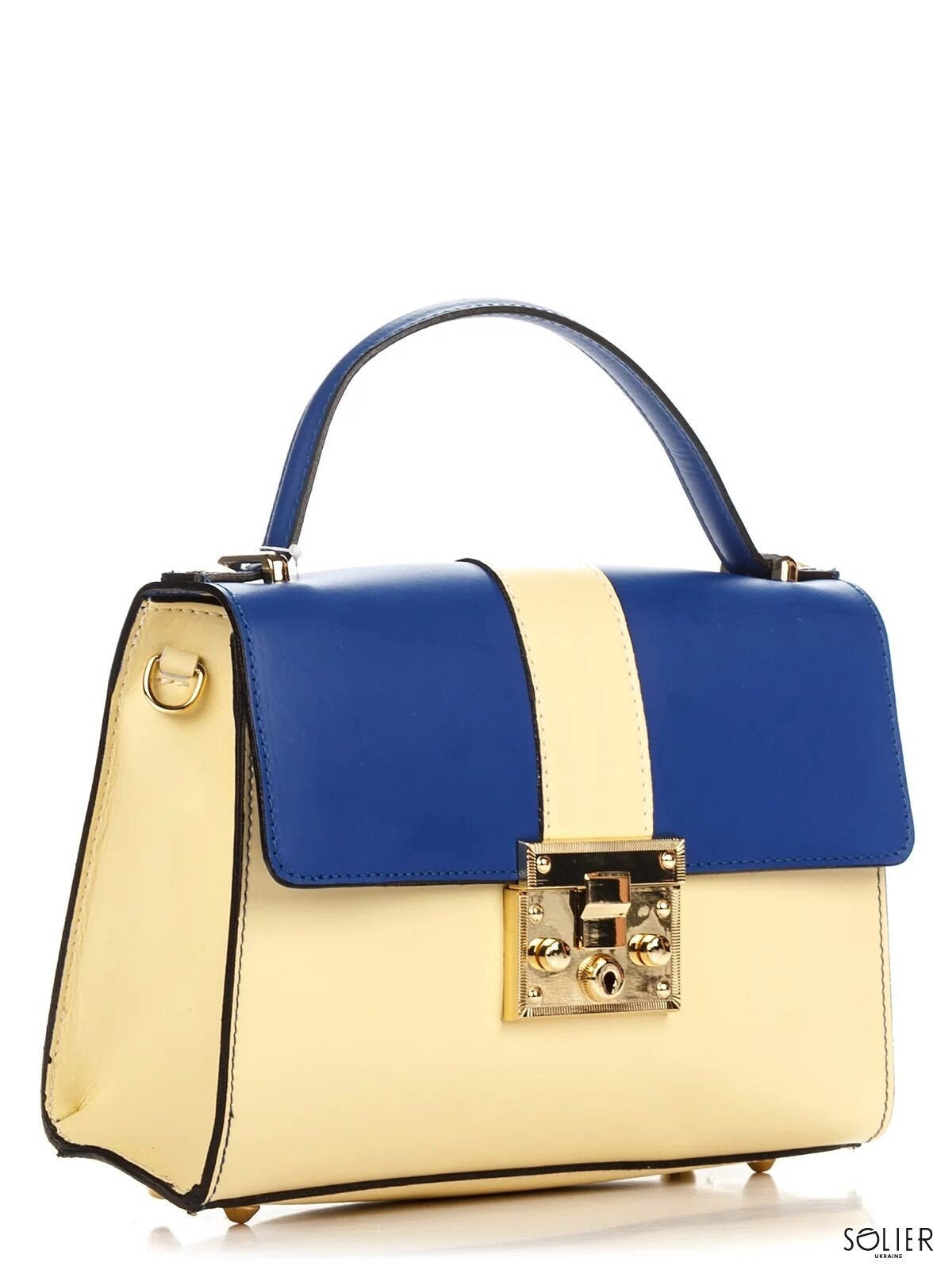 

Итальянская кожаная сумка синяя Брешиа mlPllttr8644_blue_yellow